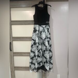 Betsy & Adam Asymmetrical Black and White Dress